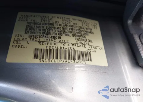 2010 Nissan Versa 1.8S из США, поврежденный, VIN 3N1BC1CPXAL436019